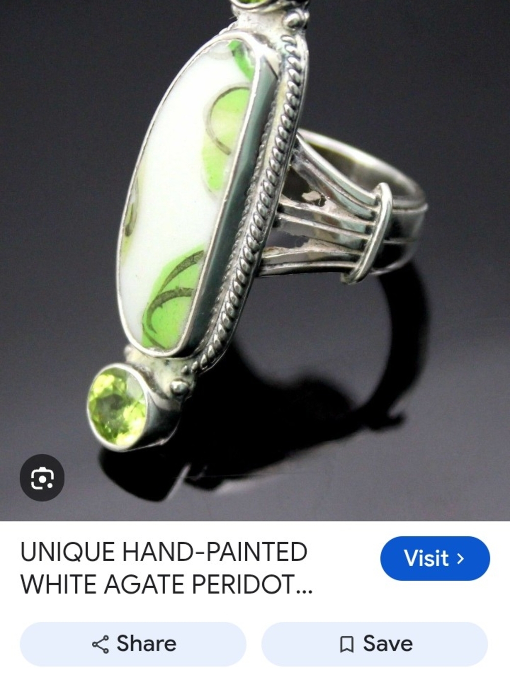 Navajo Pamela Benally 5 -6 size Peridot Hand Painted